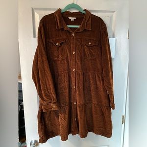 American Eagle Corduroy Dress, Button up, Long sleeve, SIZE: XXL
